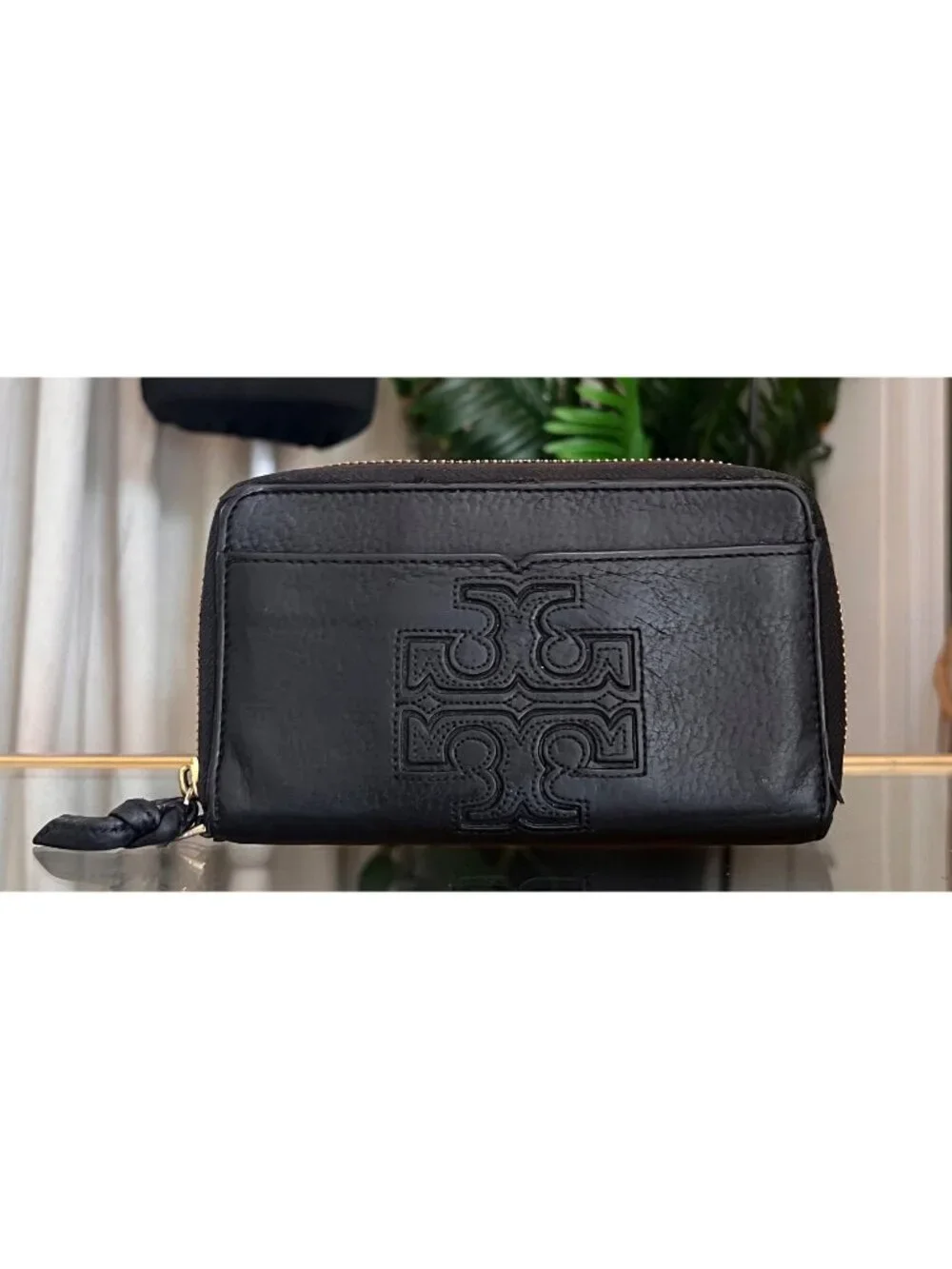 Authentic Tory Burch Black Leather Harper Cell Phone Wallet